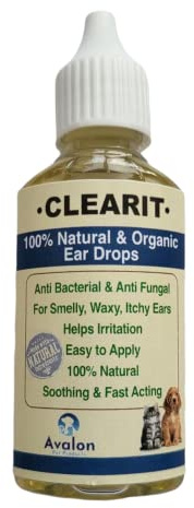 APP Clearit Dog/Cat Super Effective Advanced Ear Drops/Cleanser 30ml Check our Reviews For Itchy Waxy Smelly Ears 100% Natural & Organic