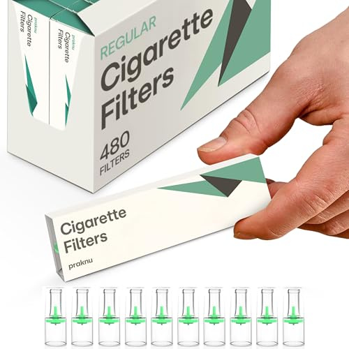 Praknu 480er Set Zigarettenfilter 8 mm – Anti Teerfilter – Zigarettenspitze | Mikrofilter-Aufsatz für Regular, platzsparend in 10er-Boxen, 48 x 10 Stück, effektive Teer-Reduktion, spürbar milderer Zug