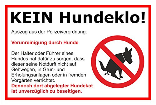 Melis-Folienwerkstatt Schild Kein Hundeklo - 30x20cm - Bohrlöcher - 3mm Aluverbund – 20 VAR S00187-008-B
