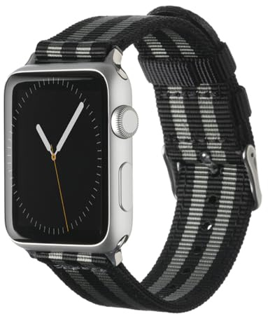 Archer Watch Straps - Premium Nylon Straps for Apple Watch (Black/Gray, Stainless, 44/45/46/49mm)