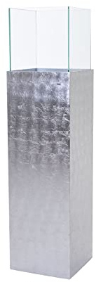 VIVANNO Windlicht-Säule Candela - Großer Kerzenständer Silber Hochglanz 100 | Elegante Deko-Laterne mit Glasaufsatz für Innen, Robuste Aluminium-Säule mit 25x25 cm Sockel, Edles Design-Objekt