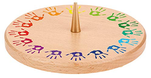 FRITZ COX Kerzenhalter Kinder DER Welt | tolles, kindliches Motiv | schön zur Taufe oder Kommunion | aus Buchenholz matt lackiert | mit Dorn den Man heruasdrehen kann | 14cm