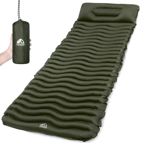 Unigear 500g ultraleichte Isomatte Camping Kleines Packmaß, Aufblasbare Luftmatratze Schlafmatte Campingmatte für Outdoor Wandern Strand, Feuchtigkeitsbeständig Wasserdicht und rutschfest, MEHRWEG