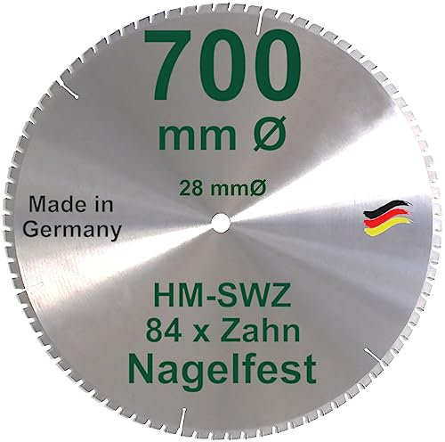 HM Kreissägeblatt SWZ 700 x 28 mm Z= 84 SUPER nagelfest Sägeblatt 700mm für Bauholz Naturholz Brennholz Hartholz Schalholz Faserplatten Leimholz Sägen Wippsäge Tischkreissäge Kreissäge Brennholzsäge