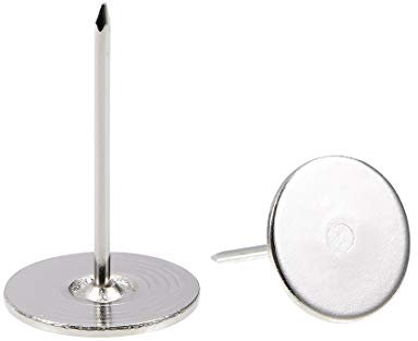 sourcing map 50 Stück Polsternägel, flacher Kopf Reißzwecken Möbelnagel Silberton Für Sofa Möbel Kopfteile 19mmx30mm Flachkopf Dekorative Nagelköpfe