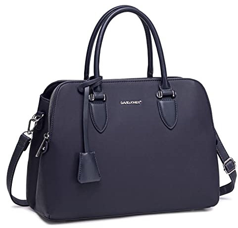 David Jones - Damen Handtasche Henkeltasche - Frau PU Leder Schultertasche - Elegante Tote Shopper Tasche - Umhängetasche Viele Fächer Zip Multi Taschen - Alltags Mode Arbeit Stadt City - Dunkelblau
