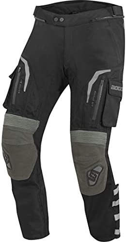 Bogotto Explorer-Z impermeabile Moto Pelle/Tessuto Pantaloni, nero/verde, XL