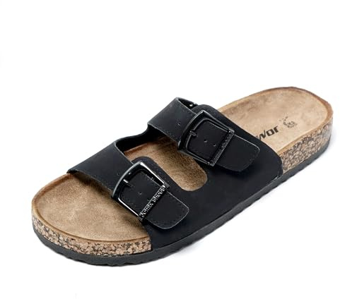 JOMIX Sandales Homme Tongs Hommes Chaussons d'été Chaussures de Plage Confortables pour Maison Piscine Mer Douche (Noir, 45)