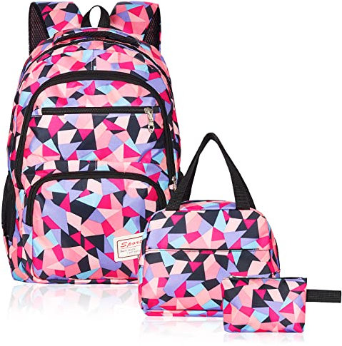 Sciphylia Cartable Fille Primaire Garcon Imperméable Sac a Dos Enfant Fille CP CE2 Elementaire 3 en 1 Sac à Dos Poids Léger avec Sacs à Lunch et Trousse pour CE1 CM1 CM2 D'école Étudiants, Violet