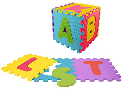 J.A.D.E - Alphabet Puzzlematte - Eva-Matte - 053400-26 Stücke - Mehrfarbig - Schaumstoff - Kinderspiel - Steckbar - Buchstabe - Baby - Jade - 30 cm x 30 cm - Ab 10 Monaten