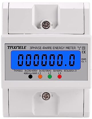 Compteur électrique numérique Montage sur rail DIN Compteur d'énergie triphasé à quatre fils Wattmètre de consommation d'énergie électronique Wattmètre kWh 100A AC 50Hz 60Hz Rétroéclairage LCD 380V