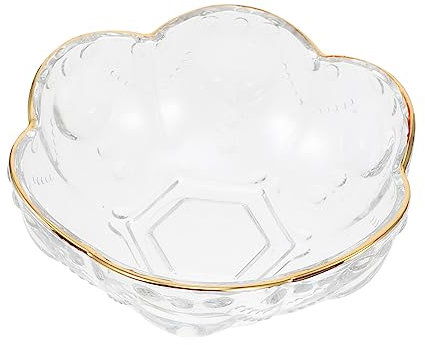 RORPOIR Transparente Japanische Glasschale Mit Goldenem Rand Hitzebeständige Salatschüssel Für Obst Dessert Und Snacks Rutschfester Boden Elegante Servierschale Für Küche Und Party
