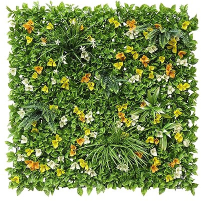 COARBOR Paneles artificiales 3D de hiedra sintética, valla de privacidad, seto topiario, pantalla de privacidad para balcón, patio, lado exterior e interior, 06 hojas mixtas, 40 x 40 pulgadas, 1