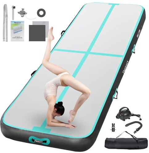 FBSPORT Trainingsmatte, 20 cm, Höhe, aufblasbar, Air Tumbling Track 5 m, Gymnastikmatte, aufblasbar, Tumbling, Gymnastikmatte, für Turner, Tumbling, Yoga, mit Pumpe