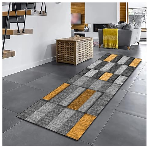 Siunwdiy Teppich Läufer Flur Küche 60X180CM Pflegeleicht Grau Läufer Lang Flur rutschfest Küchenteppich Teppichläufer für Eingangsbereich Schlafzimmer Küche Korridor Anpassbar,