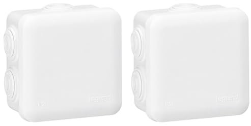 Legrand - Boîte de dérivation carrée - 80x80x45 mm - fermeture par enclipsage - blanc (Lot de 2)