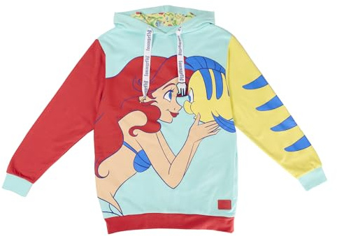 Loungefly Disney The Little Mermaid 35th Anniversary Ariel and FLOUNDER Unisex Hoodie Medium