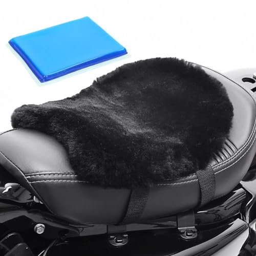 Moto Coussin de Selle Peau d'agneau avec Coussin de Gel LG14 32 x 27 cm
