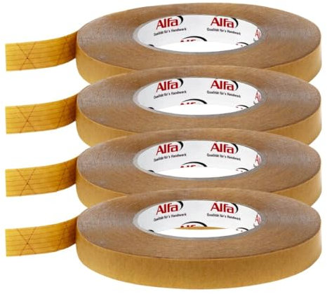 145 ALFA Twin - Ruban adhésif double face, 4 pièces, 50 mm x 50 m, pour pare-vapeur, frein vapeur, membrane de sous-toiture