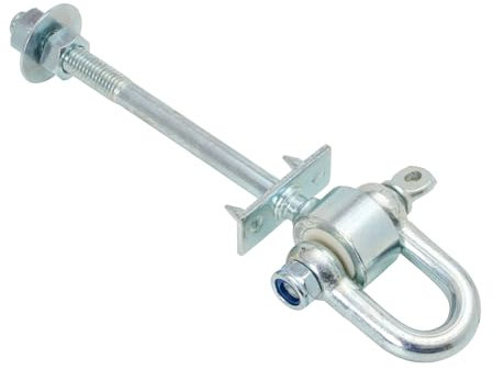 TRIBECCO Crochet de balançoire D M12, 225 mm, charge maximale : 120 kg, pour aires de jeux publiques, en acier plat de 5 mm, avec galvanisation à chaud, pour sièges de balançoire, balançoires