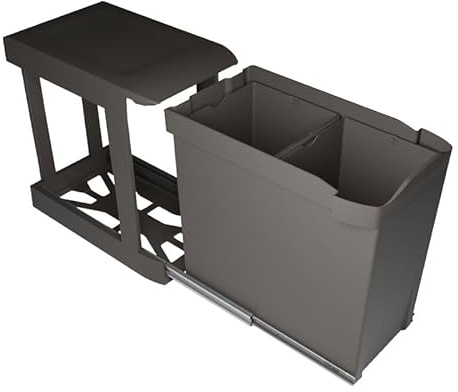 GOLLINUCCI Poubelle coulissante ouverture automatique - Contenance : 28 L - Nombre de seaux : 2