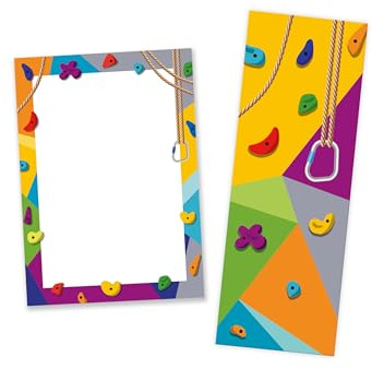 Minkocards 12 Lesezeichen + 12 Mini-Notizblöcke (A7-Format) Klettern Bouldern Mitgebsel für Kindergeburtstag Gastgeschenke für Kinder Mädchen Jungen Mädchengeburtstag Jungengeburtstag