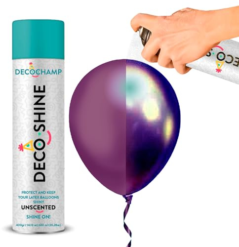 DECOCHAMP Balloon Shine Spray 20.28 oz – High Gloss Anti-Oxidation Spray for Latex Balloons, Arches & Garlands, No-Wipe Aerosol Finish