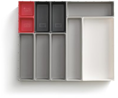 Joseph Joseph Duo Drawer Organiser Set, 10 Pieces, Grey/Red