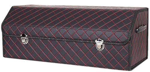 FSTTGG Auto Kofferraumtaschen für Ford Tourneo Connect 2013-2022, Autotasche Hohe Kapazität Kofferraum-Organizer Innenausstattung,A Red-3 75 * 32 * 30