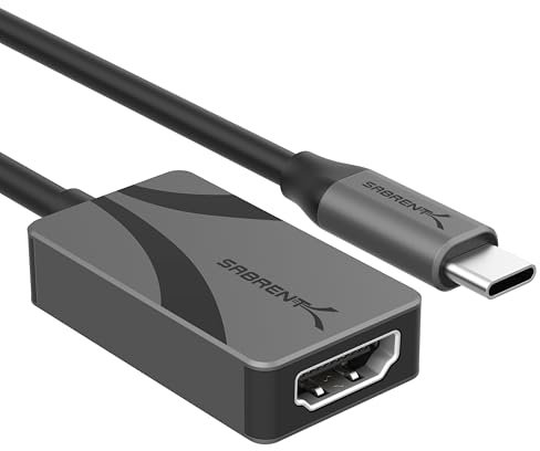 SABRENT USB C to HDMI Adapter 4K@60Hz | Aluminium USB-C to HDMI Converter for MacBook, iPad, Samsung, Windows | Plug and Play Adapter with HDR, Dolby Vision, HDCP (DA-CH4K)