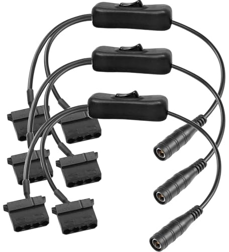 RUNCCI-YUN 3Pack 4pin lüfter splitter auf 12V DC 5.5 mm x 2.1 mm,Molex PC-Lüfter-Netzadapterkabel fan power adapter Molex lüfter kabel,gehäuselüfter splitter with Switch 30cm