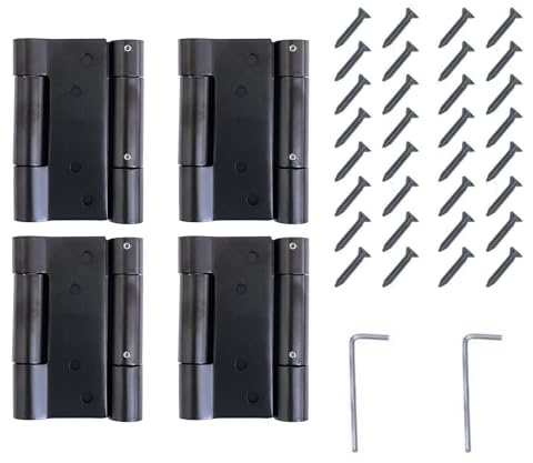 2Pairs Double Action Spring Door Hinge, 3mm Thick 304 Stainless Steel Self-closing Spring Door Hinge, Cafe Saloon Bar Swing Gate Hinge (Black, 100mm (4 inch))