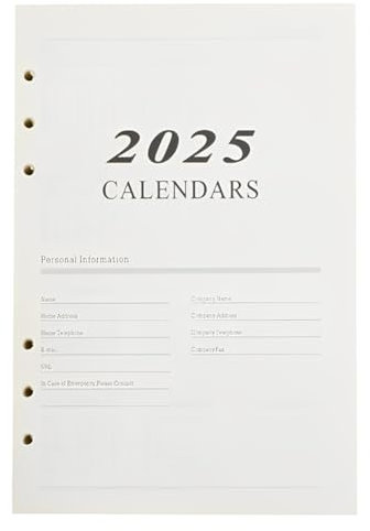 2025 Wochenplaner Monatsplaner Einlage 2025 Wochenplaner Einlage A5 6 Löcher January 2025 – Dezember 2025 140 x206mm Nachfüllpapier für Planer, Tagebücher, DIY-Projekte