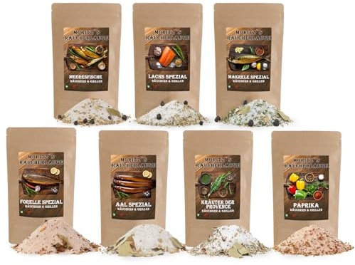 Moritz`s Räucherlauge Forelle, Aal, Kräuter, Paprika, Lachs, Makrele, Meeresfische Räucherlake Räuchern Grillen Smoker Fischgewürz für Fisch, Fleisch, Käse und mehr