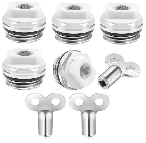 Kit completo de ventilación de radiador con 5 válvulas de cobre con 3 llaves para una eliminación eficaz del aire
