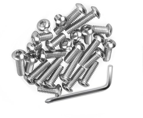 Schraube mit Schraubenschlüssel 1/4 Zoll,30 Stück Schraube Kamerazubehör Stativschraube Einfädeln Innensechskant Kopfschraube für Kamera Stativ Rig Käfig Grundplatte