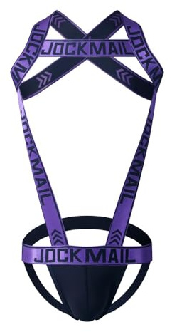 BaronHong Harness Sport axelrem för män jockstrap fitness endelad herr sele med jockstrap bodysuit, lila, XL