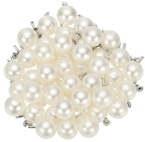 PATIKIL 12mm Perle per Abbigliamento, 100 Set di Punte di Perle per Abiti Finte Perle Punte Rivetti in Pelle Pulsanti Tondi in Plastica ABS per la Realizzazione di Stoffa, Bianco
