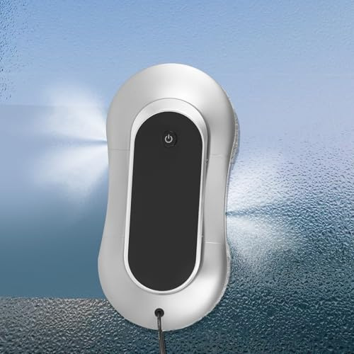 Susoso Fensterputzroboter, Automatischer Fensterreiniger mit Wiederverwendbare Reinigungstücher Intelligentes Design Absaugleistung 2800-3200pa für Spiegeln 35x28x12cm Silbergrau