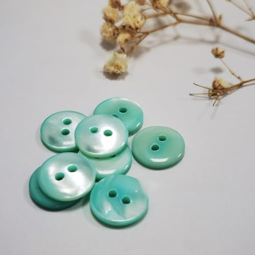 BZSDDY 10/20/50 Stück 12 mm grüne natürliche Muschelknöpfe Perlmuttknöpfe Muschelknöpfe Nähen 2-Loch-Knöpfe für Stoffmäntel, Anzüge, Jacken