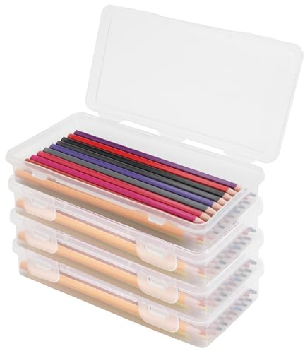 HENGBIRD 4 Pieza Organizador Rotuladores Apilables Organizador Lapices Y Ceras con Tapa A Presión para Suministros de Oficina, Manualidades, Piezas, Escuela