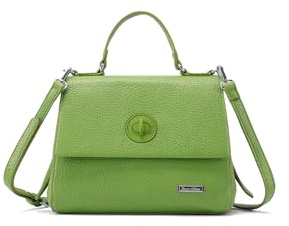 QUEEN HELENA Borsa a Mano Rigida con Tracolla Rimovibile Casual Donna M1035 (Verde)
