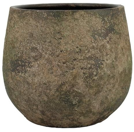 INNA-Glas Pflanzentopf Keramik AROON mit Maserung, antikgrün, 21cm, Ø24cm | Keramik Blumengefäß