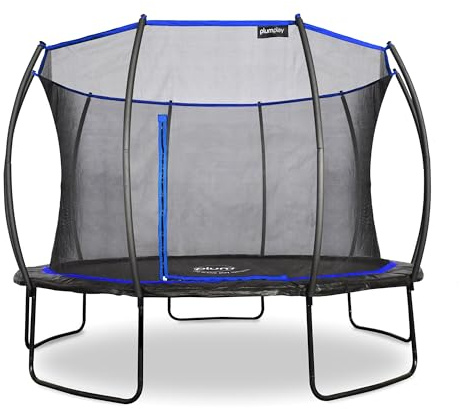 Plum Play Outdoor Kids Circular Deluxe Trampoline with Safety Enclosure to Seperate the Jumper from the coated springs - Thick weather protected safety pad (12ft - 366cm)