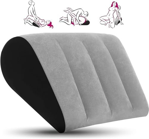 LuxoCare Sex Position Pillow Feather Tickler Set - Inflatable Sex Cushion for Deeper Position Support Adults, Soft Furry Feather Teaser Feather Sex Toy Sex Furniture for Men Women Couples(Grey)