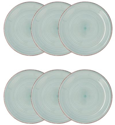 Quid Vita Aqua Set 6 Platos Llanos Ceramicos Apto Microondas Apto Congelador Apilable