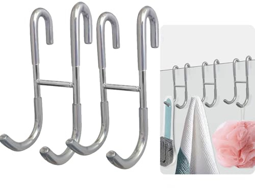 Lot de 2 crochets de douche, pour paroi en verre, sèche-serviettes, pour mur en verre, douche, porte, antirouille et très résistant, blancs
