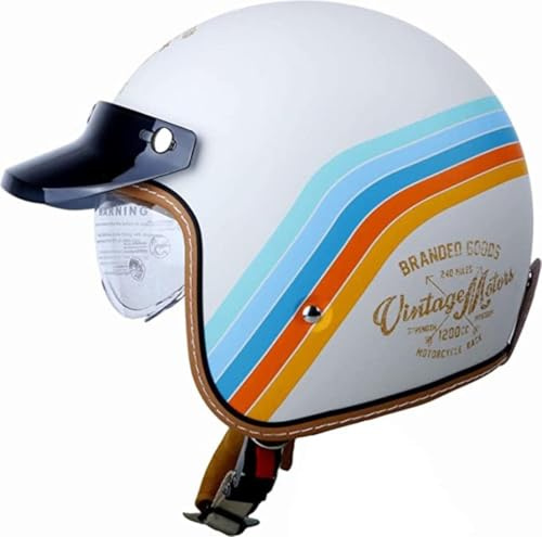 Casque Moto Vintage Casques Jet avec Visière Casques Bols Casque Mobylette avec Lunettes Homologué Dot/ECE Rétro Demi Casque Moto Vélo Scooter Chopper pour Adultes Homme Et Femme 3,XXL