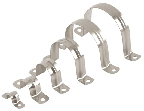 140 Pcs Stainless Steel Conduit Clamps, Two Hole Strap U Bracket, Heavy Duty Rigid Pipe Clamp Straps Kit for Tube Cable Fixing 8-32mm