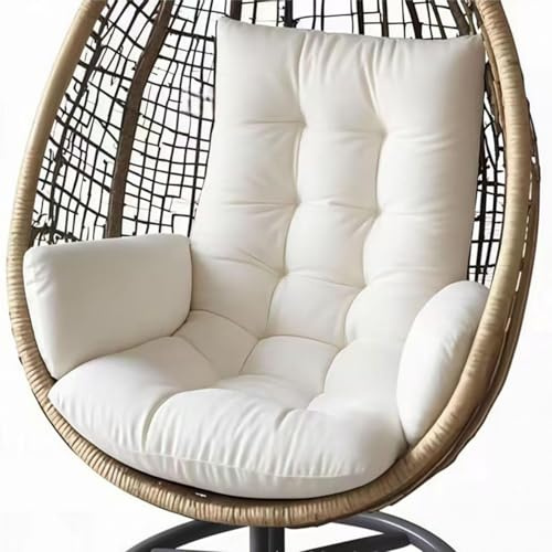 Outdoor Hängesessel Kissen - Waschbares Gartenschaukel Sitzpolster - Weiß Hängematte Schaukelstuhl Kissen für Terrasse Veranda und Balkon Dekor
